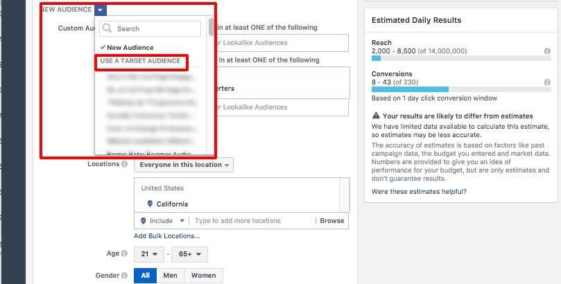 targeting a specific audience with facebook ad